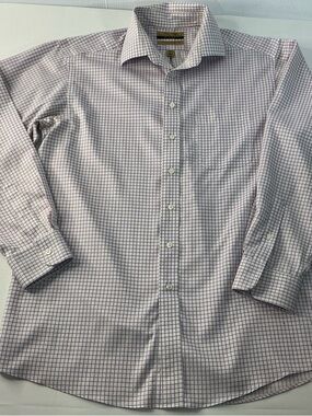 Roundtree & Yorke Men's Lavender and White Check Dress Shirt